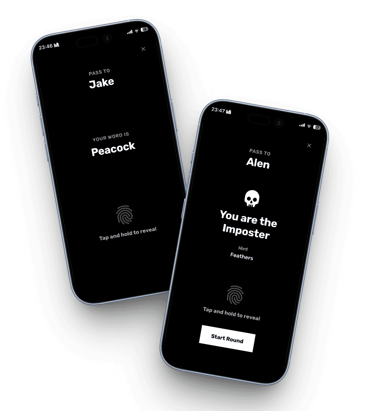 Imposter word game app screenshot